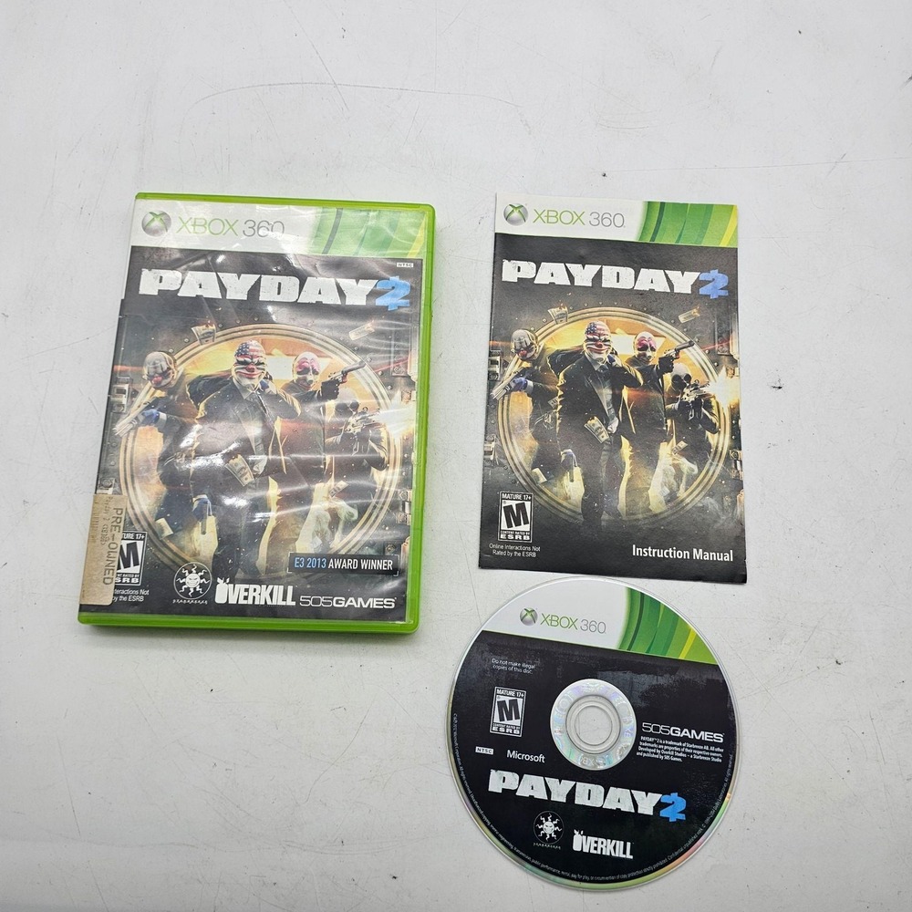 Payday 2 Microsoft Xbox 360 Video Game Complete 505 Games Shooter Crime NTSC M